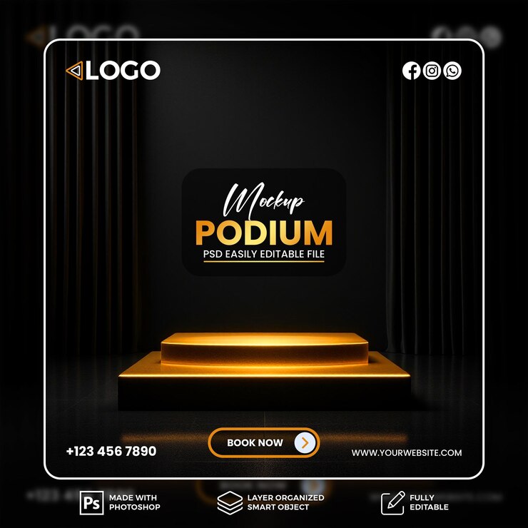 Modelo de podio de oro de lujo