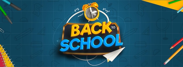 Modelo de portada de Facebook de De vuelta a la escuela con elementos educativos