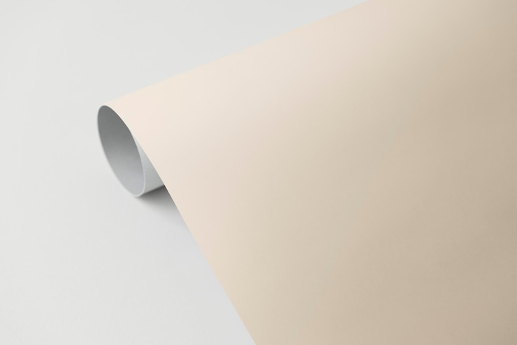 PSD modelo de póster de color beige enrollado