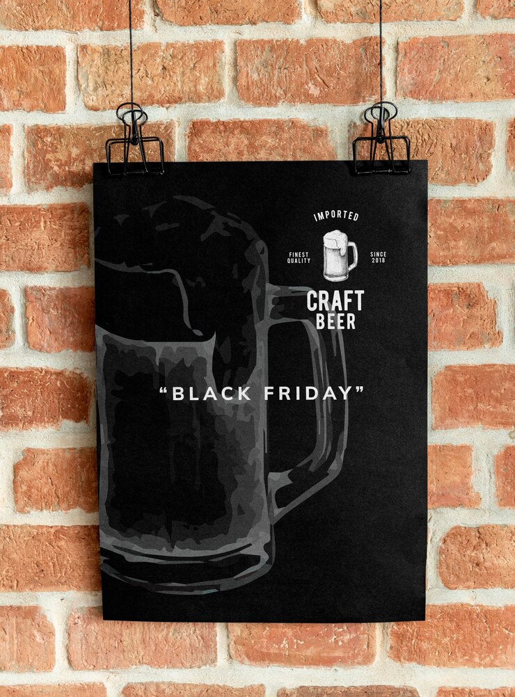 PSD modelo de póster de un pub de cerveza artesanal