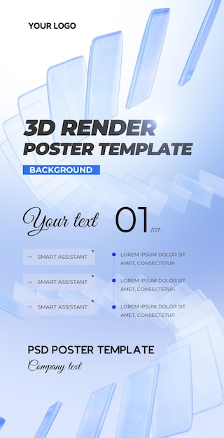 Modelo de póster de renderización 3D moderno