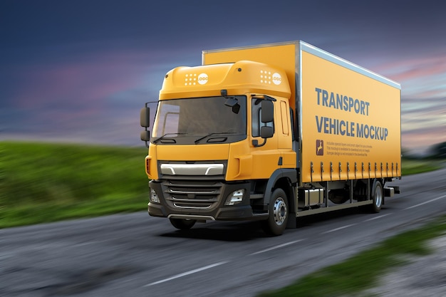 PSD modelo premium de maquete de caminhão de entrega realista