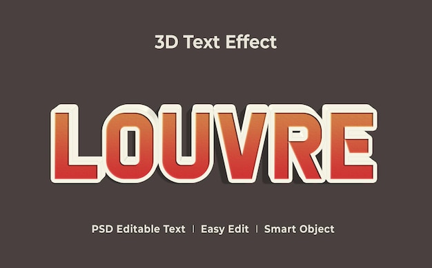 PSD modelo premium de maquete de efeito de estilo de texto do louvre 3d