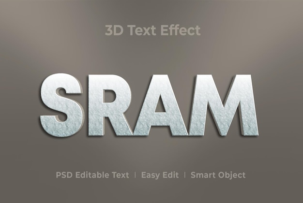 Modelo premium de maquete de efeito de estilo de texto sram 3d