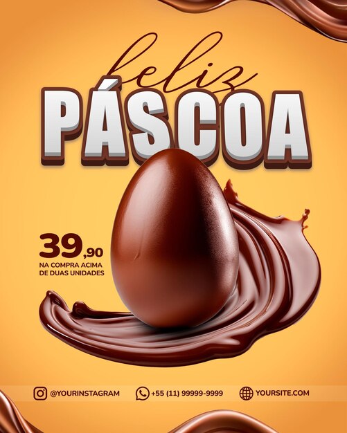 PSD modelo de promoción de huevos de pascua en las redes sociales