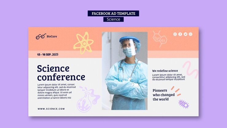 PSD modelo promocional de mídia social de ciência e tecnologia