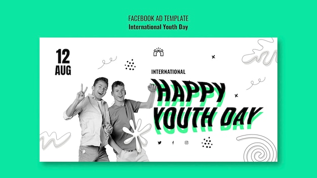 PSD modelo promocional de mídia social para celebração do dia internacional da juventude