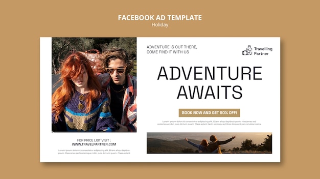 PSD modelo promocional de mídia social para viagens e aventuras ao ar livre