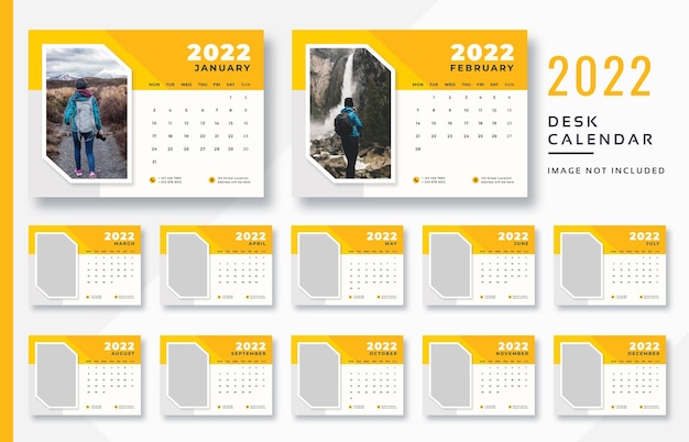 PSD modelo pronto para impressão do calendário de mesa 2022