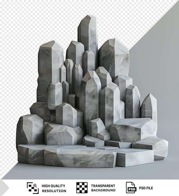 PSD modelo psd 3d del bosque de piedra una pared gris y blanca sirve como telón de fondo para los detalles intrincados del bosque de pedra