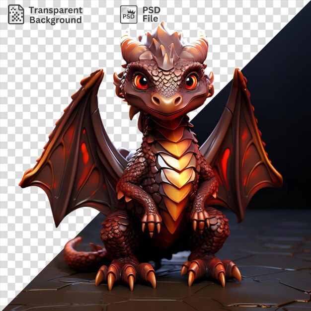 Modelo psd 3d de una criatura mitológica con escamas que se asemejan a un dragón