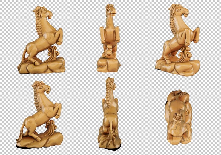 PSD modelo psd 3d gratuito de caballo en 12 animales del zodiaco sobre un fondo transparente