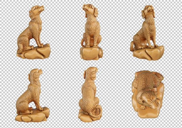 Modelo psd 3d gratuito de perro en 12 animales del zodiaco sobre un fondo transparente