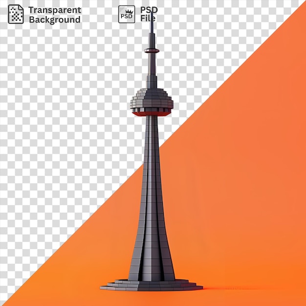 Modelo psd 3d de la torre cn contra un cielo naranja