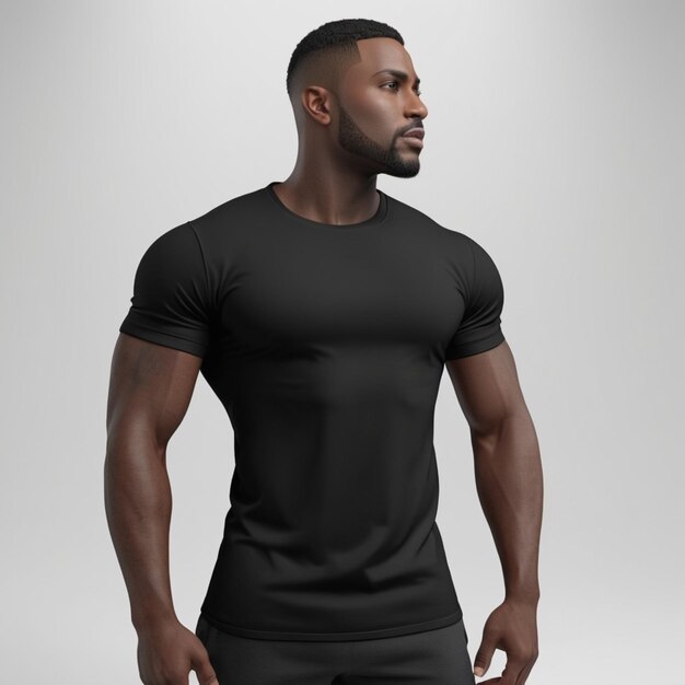 PSD modelo psd de camisa negra simple para hombres sobre un fondo blanco