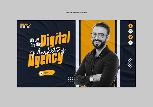 Modelo psd de banner da web de agência de marketing atraente