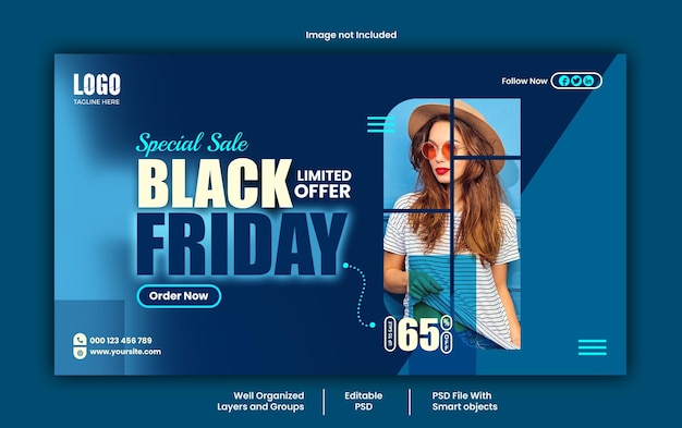 Modelo PSD de banner de mídia social da Black Friday