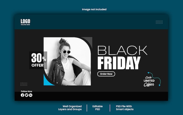 Modelo psd de banner de mídia social da black friday