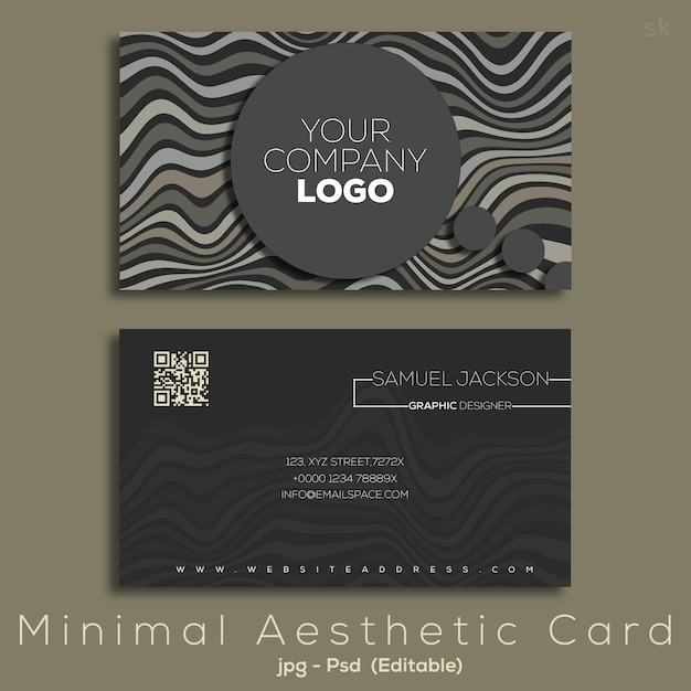 Modelo PSD de cartão de visita de negócios bonito e elegante com design de onda abstrata em segundo plano