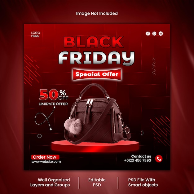 Modelo PSD de design de postagem de mídia social da Black Friday