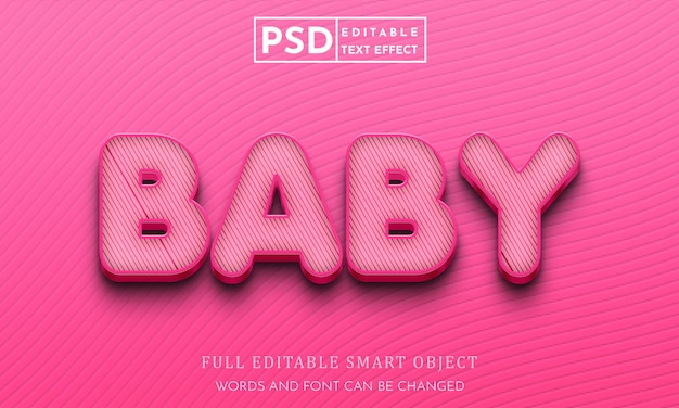 PSD modelo psd de efeito de estilo de texto 3d bebê