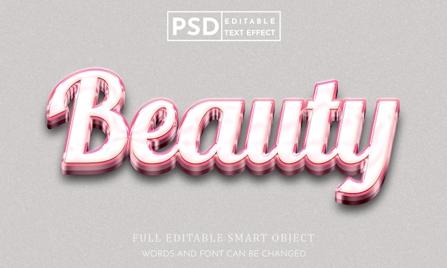 Modelo psd de efeito de estilo de texto 3d de beleza