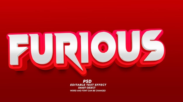 Modelo PSD de efeito de texto editável 3d furioso