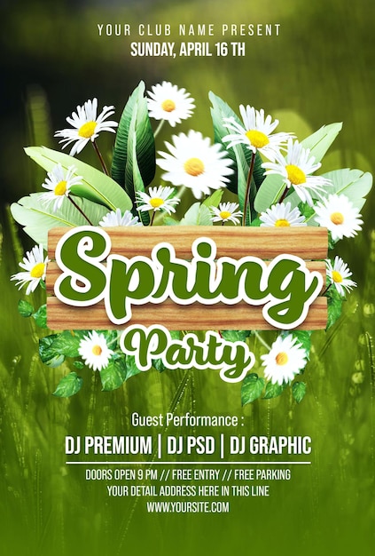 PSD modelo psd de flyer da festa de primavera