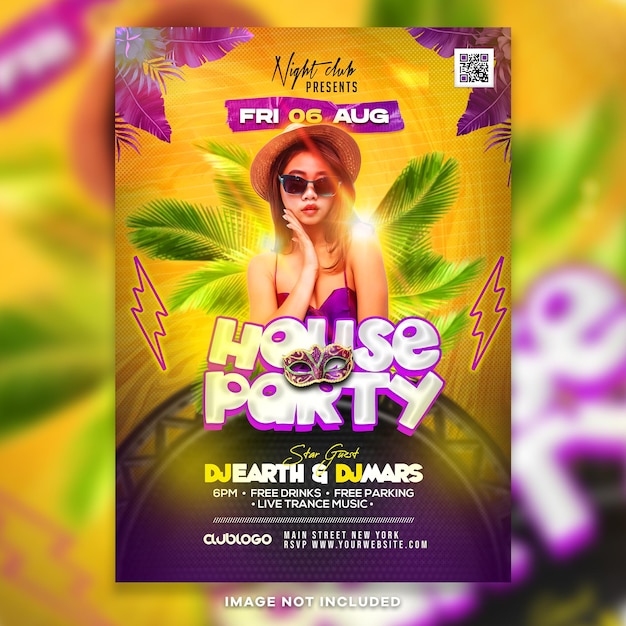 Modelo psd de folheto de festa grand house