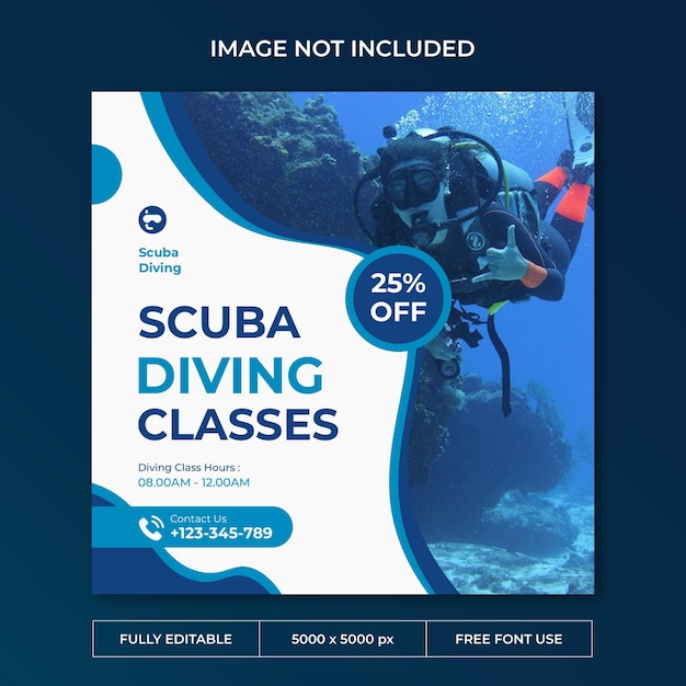 Modelo PSD de postagem de instagram de mergulho