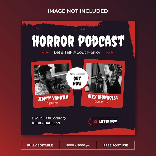 Modelo psd de postagem do instagram de podcast de terror