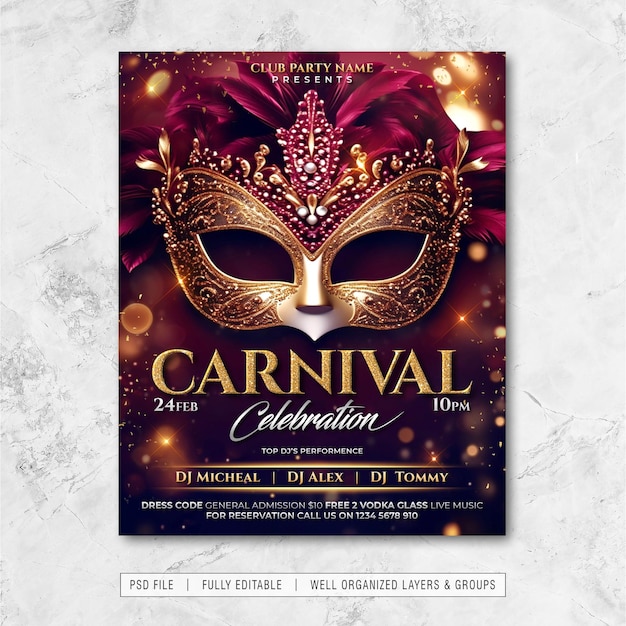 PSD modelo psd do instagram para a festa do carnaval