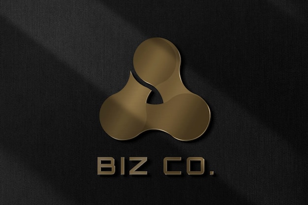 Modelo psd do logotipo da biz co em efeito de texto metálico