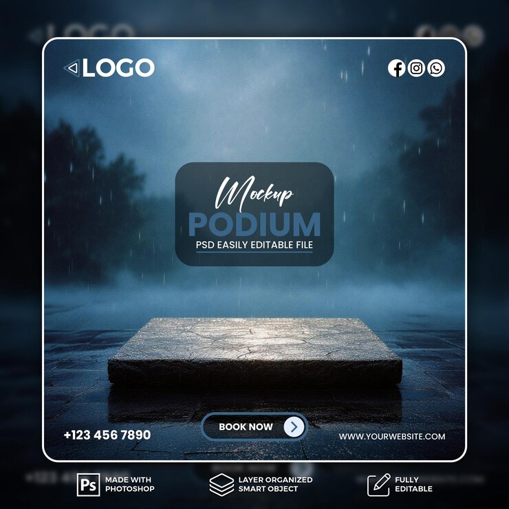 Modelo PSD de Mockup Podium para la visualización y promoción de productos