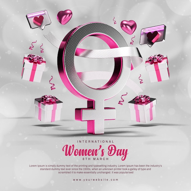 Modelo de publicación en las redes sociales y Instagram para el Día Internacional de la Mujer