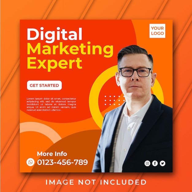 MODELO QUADRADO DE BANNER DE MARKETING DIGITAL