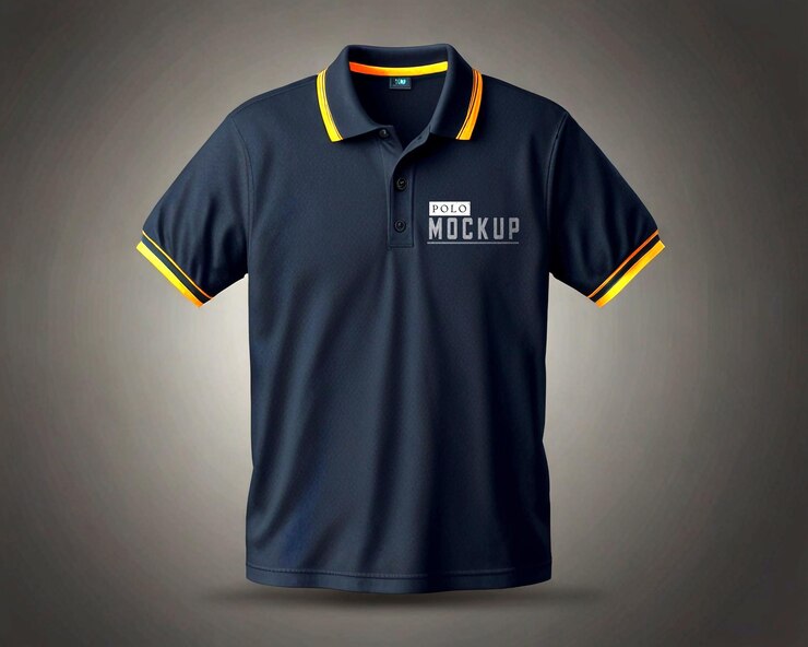 Modelo realista de camiseta de polo con diseño de vista delantera
