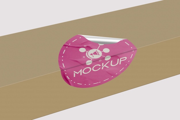 Modelo realista de adesivo redondo Design PSD Template Modelo de etiqueta promocional Tag