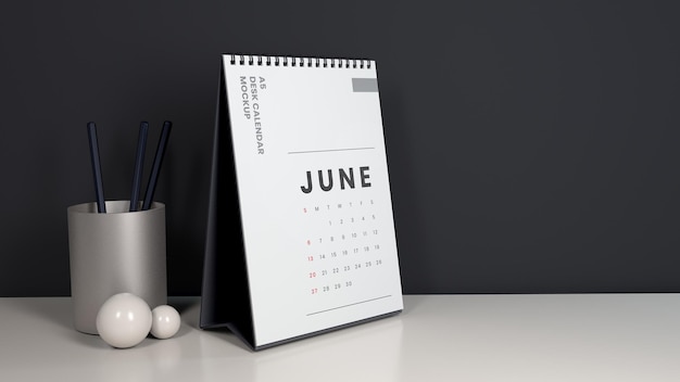 Modelo realista de calendário de mesa vertical