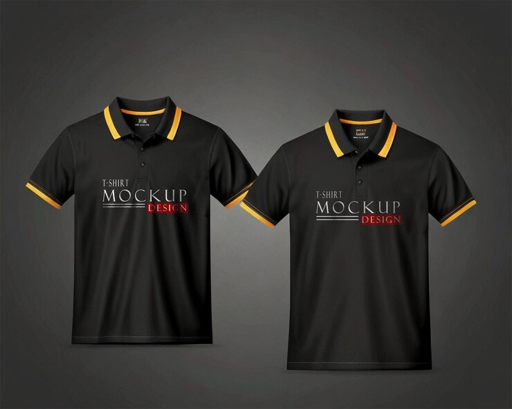 Modelo realista de camiseta de polo em vista frontal
