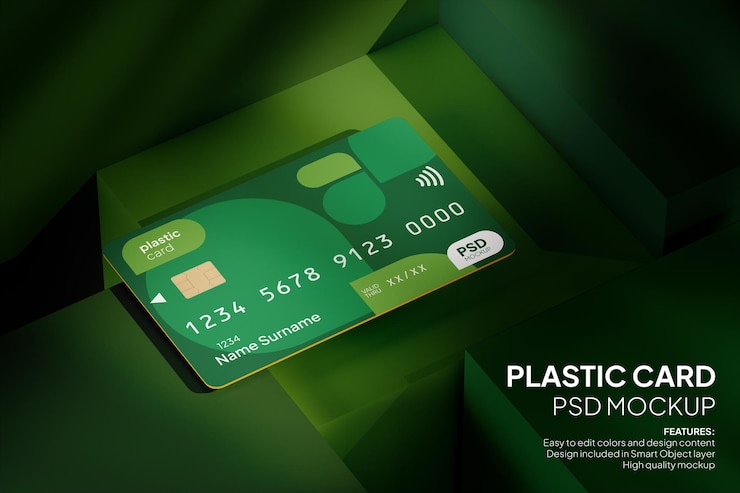 Modelo realista de cartão de plástico adequado para cartão de crédito cartão de débito cartão de adesão cartão de identificação cartão de voucher