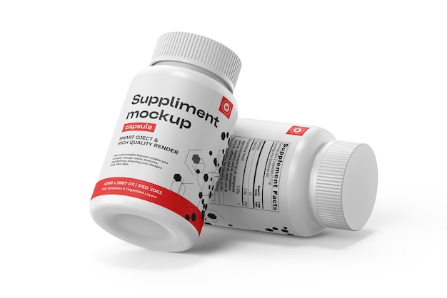 Modelo realista de garrafa de suplemento médico em 3D
