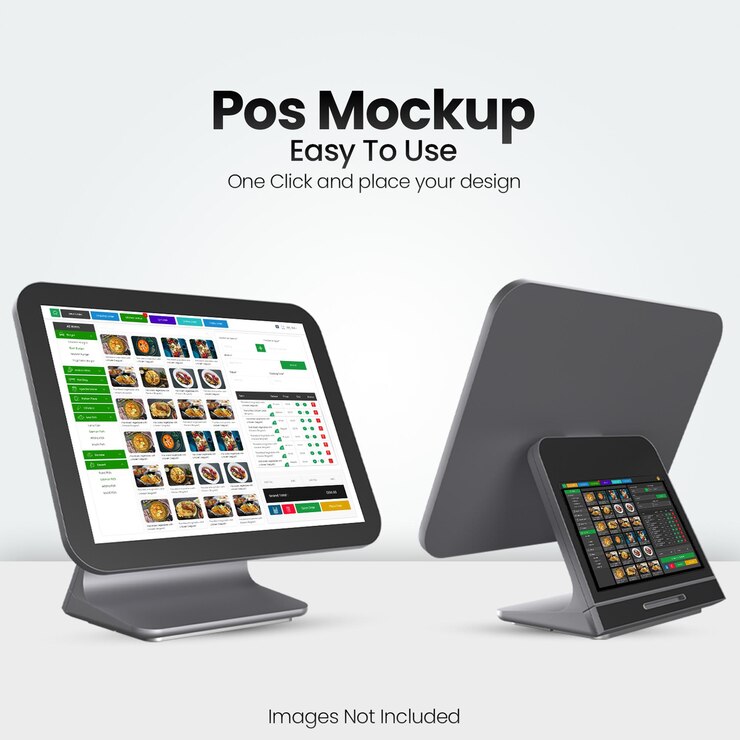PSD modelo realista de maquete de máquina de pos