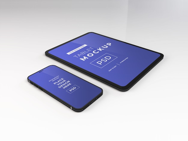 Modelo realista de maquete de smartphone e tablet