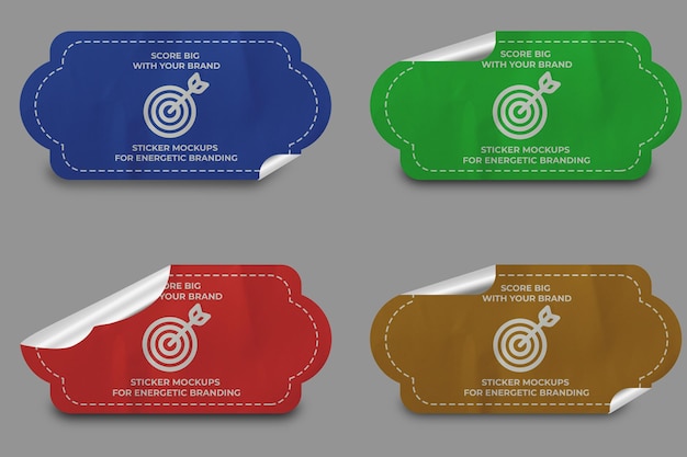 Modelo realista de diseño de pegatinas redondas Modelo de etiqueta promocional