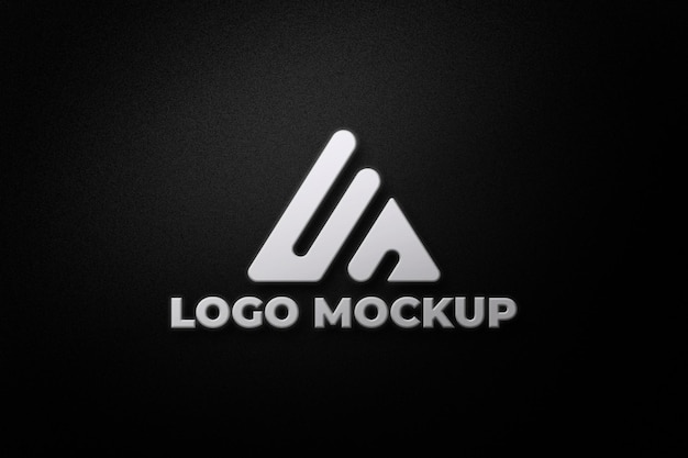 Modelo realista do logotipo na parede preta