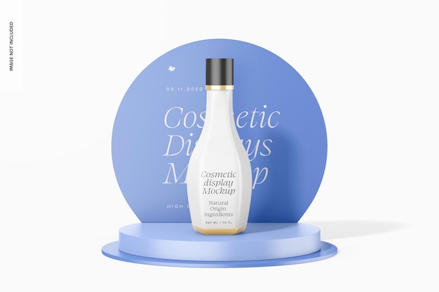 Modelo redondo de exibição de cosméticos, vista frontal