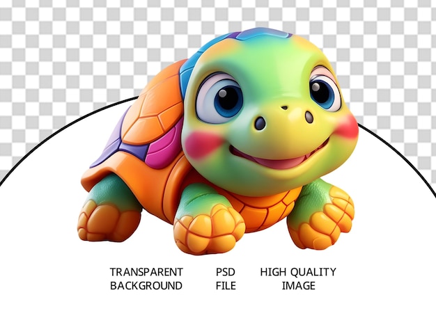 PSD modelo de renderizado 3d de la tortuga bebé linda de psd