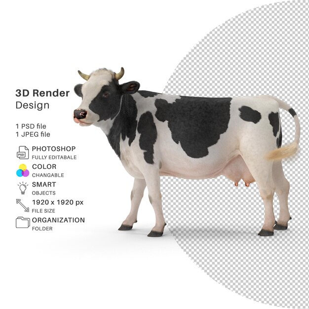 Modelo de renderizado 3D de vaca