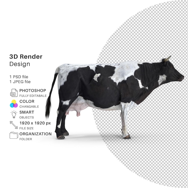 PSD modelo de renderizado 3d de vaca